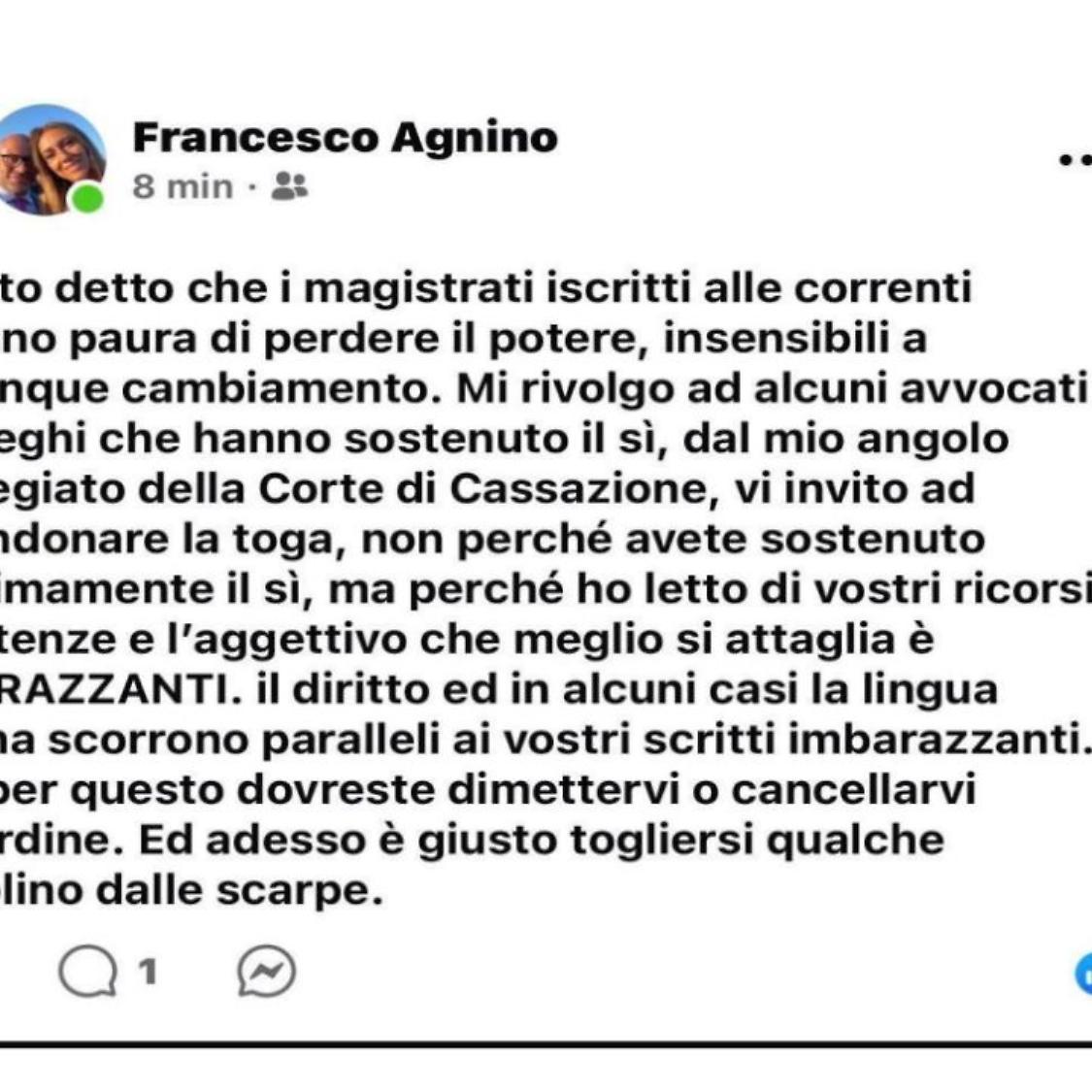 Talerico: &laquo;Al magistrato Agnino dico che infanga tutte le toghe&raquo;