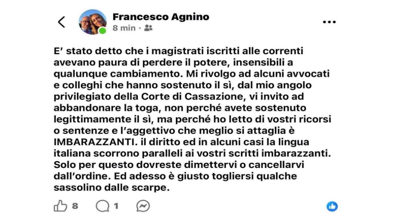 Talerico: &laquo;Al magistrato Agnino dico che infanga tutte le toghe&raquo;