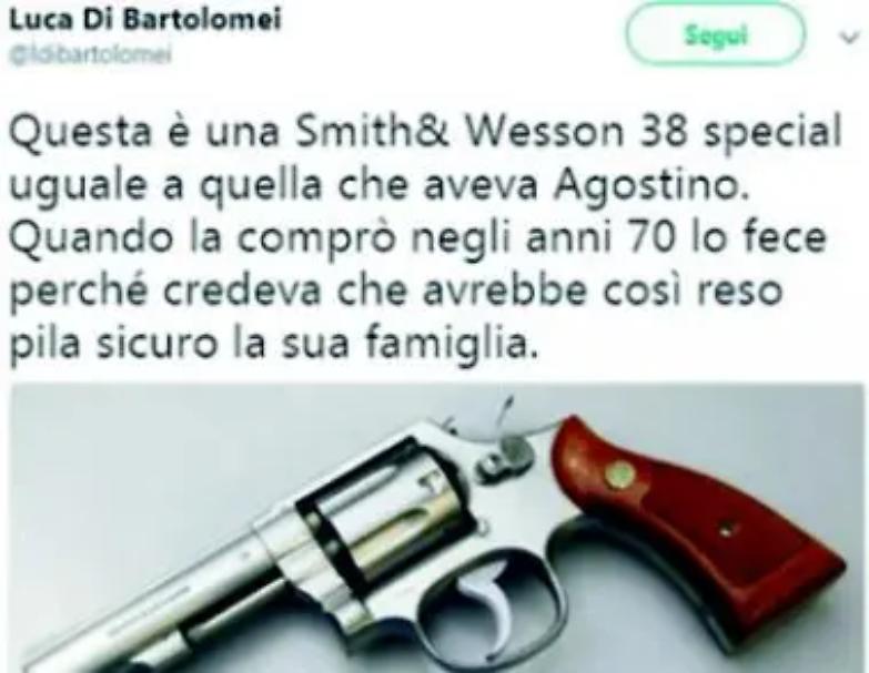 Luca Di Bartolomei: &laquo;Ecco la 38 con cui si uccise mio padre&raquo;
