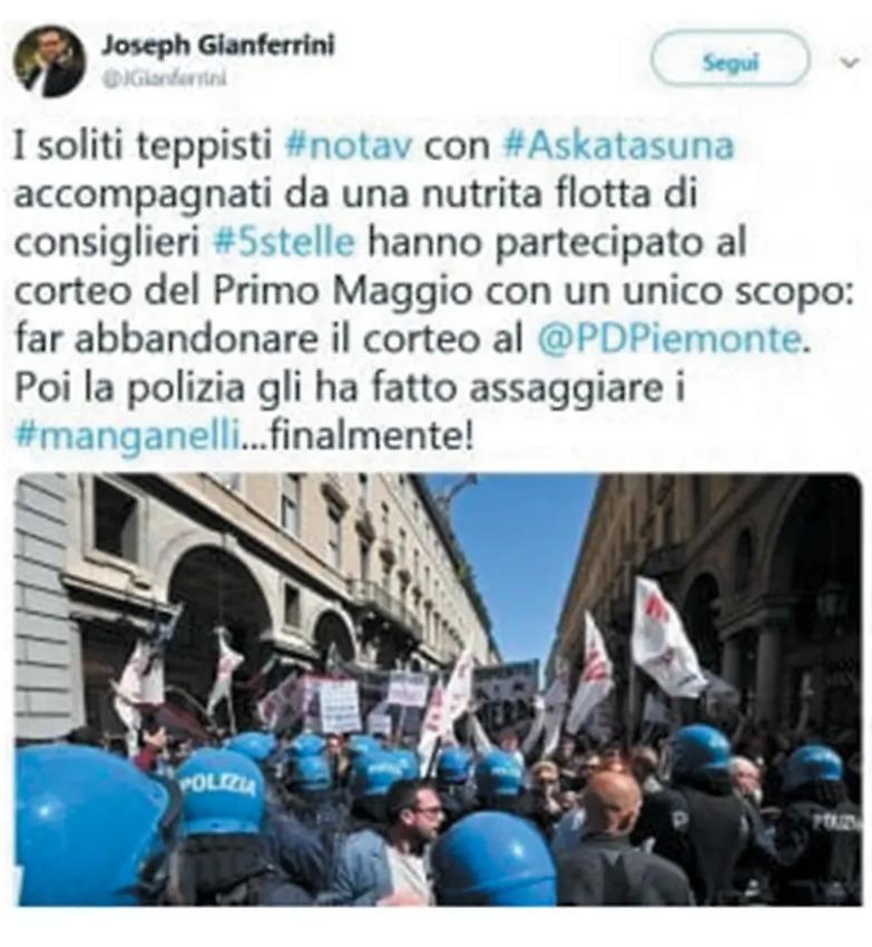 E il piddino esult&ograve;: &laquo;La polizia ha manganellato i no- Tav... Era ora!&raquo;