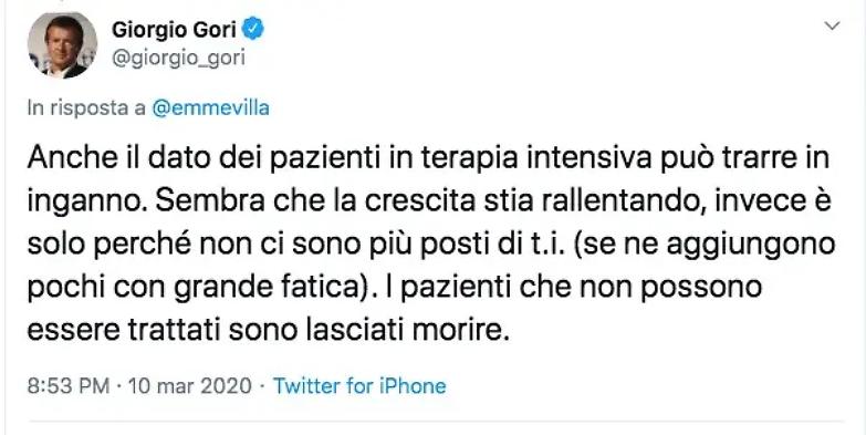 Gori shock: &laquo;Si sceglie chi lasciar morire&raquo;. La replica del medico: &laquo;Falso, affermazioni gravi&raquo;