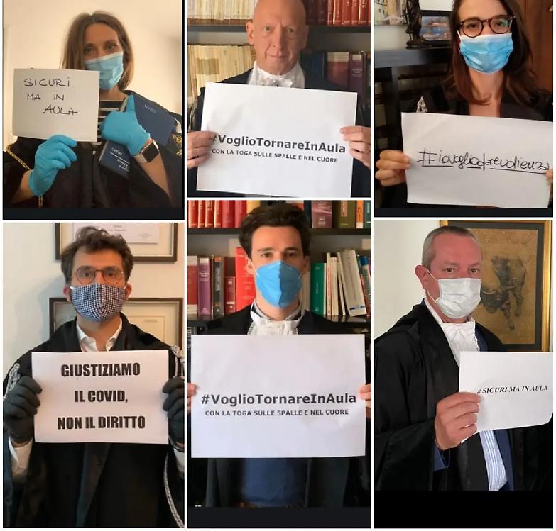 Il flash mob dei penalisti veronesi: &laquo;Vogliamo tornare in udienza&raquo;