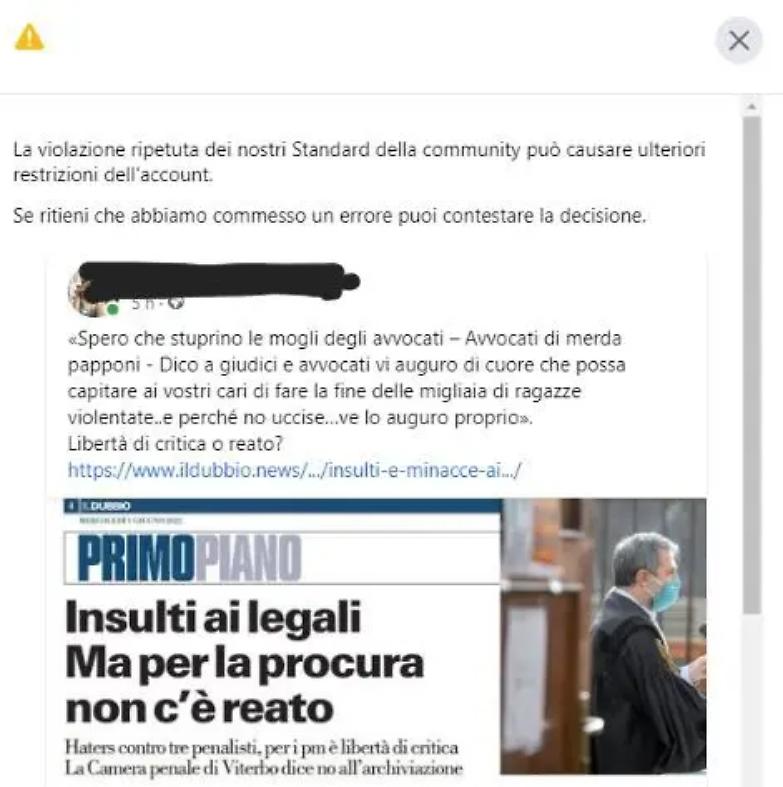 Insulti agli avvocati, il paradosso Facebook: per chi denuncia scatta la censura