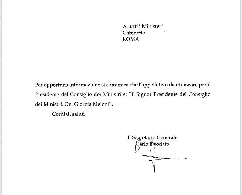 Meloni &egrave; "il signor presidente del Consiglio". Poi la rettifica