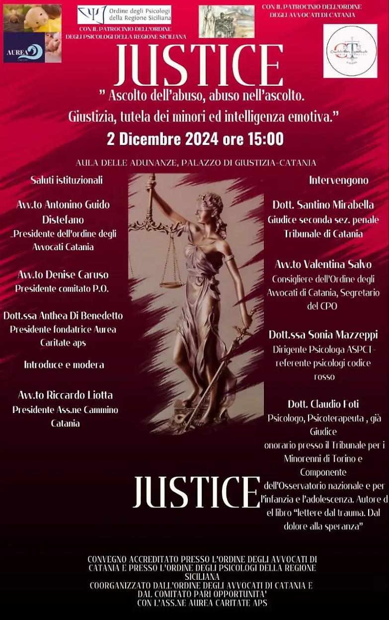 Ascolto dell&rsquo;abuso e tutela dei minori: il convegno su giustizia e intelligenza emotiva a Catania
