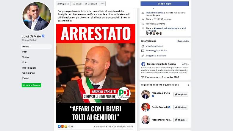 Bibbiano, a giudizio gli hater dell&rsquo;ex sindaco. Ma Di Maio non c&rsquo;&egrave;