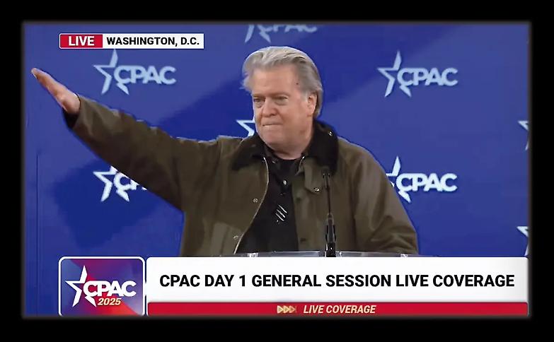 Bannon fa il saluto nazista al raduno della destra. Il Pd: &laquo;Meloni non partecipi&raquo;