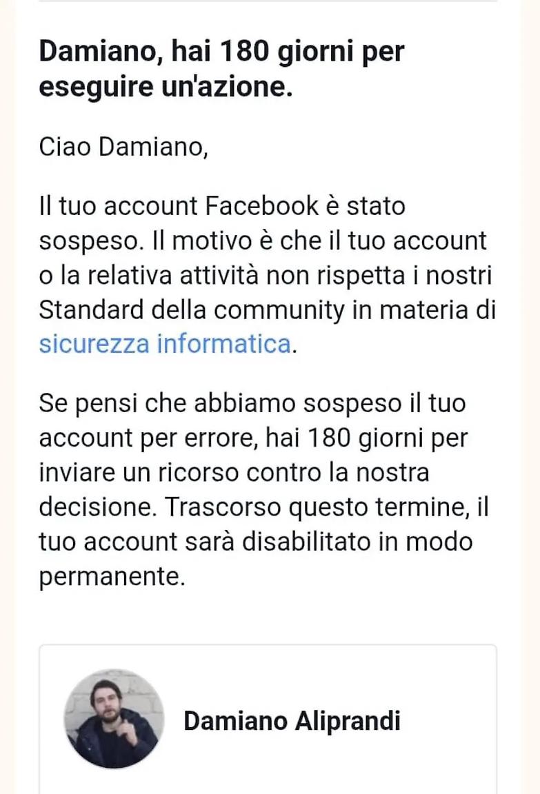 Il bavaglio di Facebook a Damiano Aliprandi